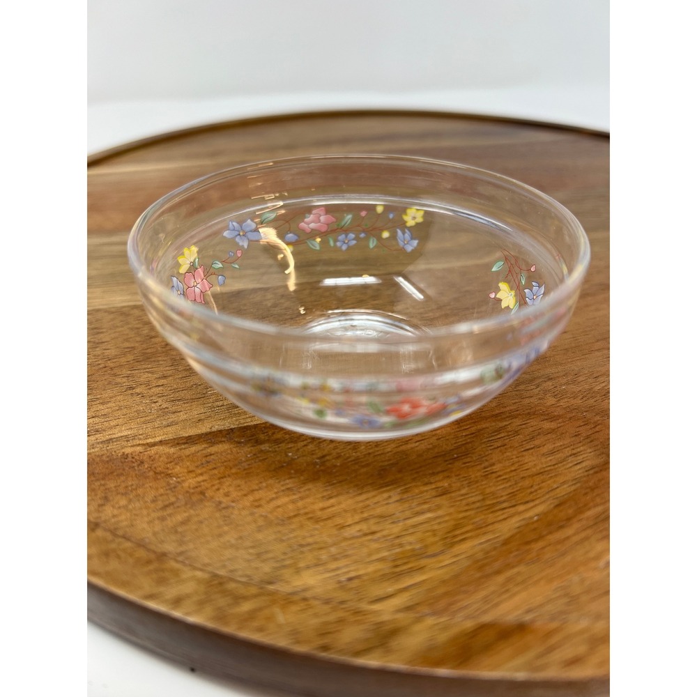 Vintage Glass Mixing Bowl Set Floral Flower Design Set of 4 - Picture 8 of 16